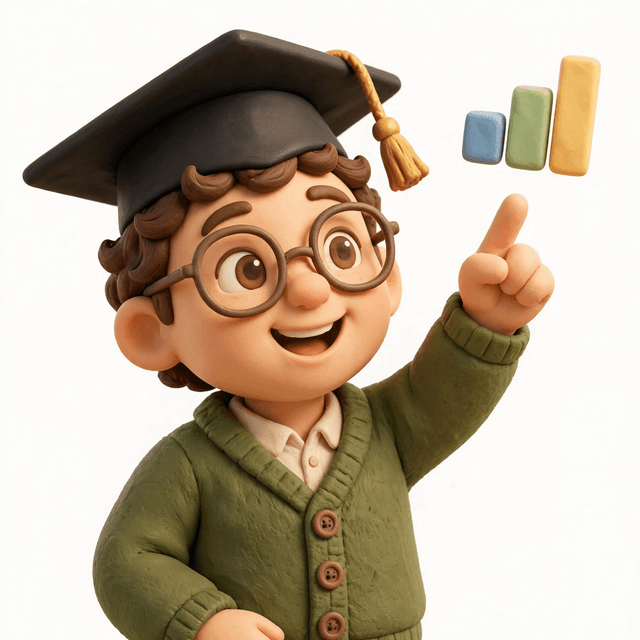 3D teacher character with graduation cap